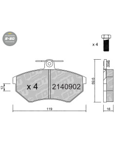Pastillas De Freno Delanteras High Performance S50 Seat Cordoba Ibiza Mk2 Toledo Vw Corrado Golf Mk2 Mk3 Vento