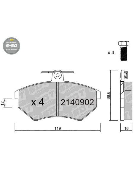 FRONT HIGH PERFORMANCE BRAKEPADS S50 SEAT CORDOBA IBIZA MK2 TOLEDO VW CORRADO GOLF MK2 MK3 VENTO