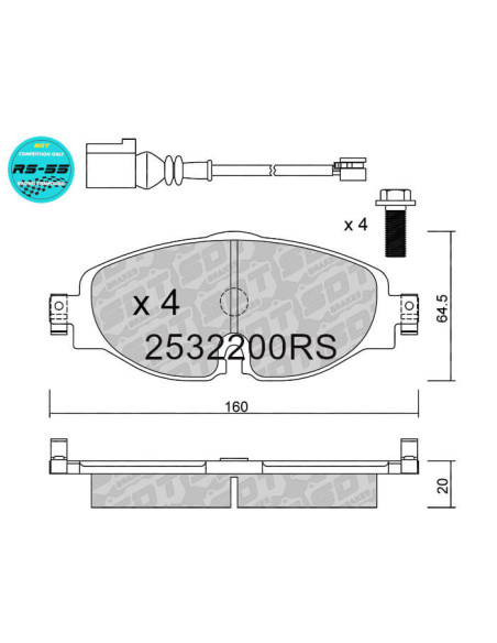 Front Racing RS55 brakepads AUDI A3 8V CUPRA SEAT LEON 5F SKODA GOLF 7 T-ROC