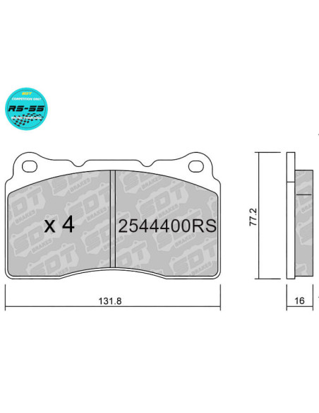 Racing RS55 Front Brake Pads for Alfa Romeo GTA, Mitsubishi Evo, Renault Megane IV RS, Subaru Impreza STI