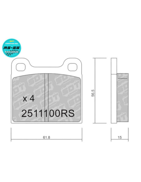 FrontRacing RS55 brakepads ALFA ROMEO AUDI BEDFORD BMW MERCEDES OPEL PORSCHE SAAB TALBOT VW