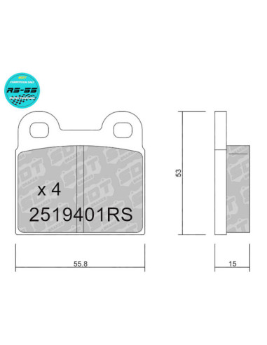 Rear Racing RS55 brakepads ALFA ROMEO 75 ALFETTA GIULIETTA 116 GTV SZ