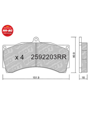 Front RR80 Racing brakepad for ALCON AP RACING KSPORT ROTORA caliper 18mm CP3894D54 FRP3003 ( D54mm )