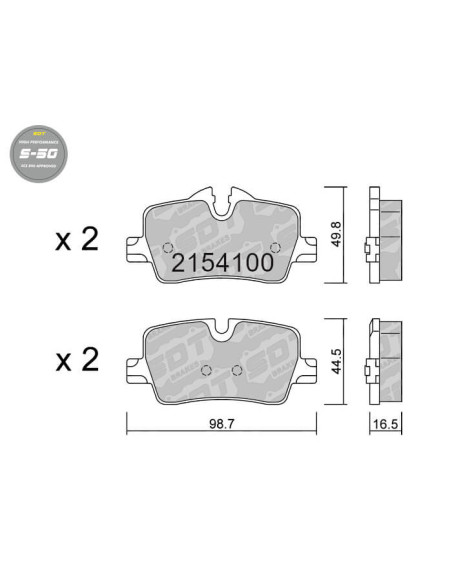 Rear S50 High Performance brakedpads for BMW 2 G42 3 G20 G21 4 G22 4 GRAN COUPE G26