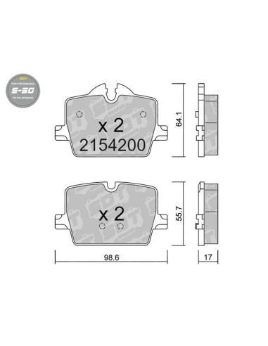 Rear High Performance S50 brake pads for BMW 2 G42 3 G20 G21 4 G22 Z4 G29 TOYOTA SUPRA DB