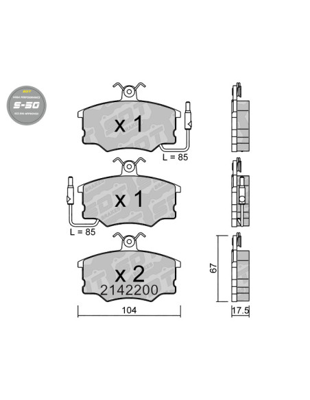Pastillas De Freno Delanteras High Performance S50 Fiat Croma Lancia Deltathema