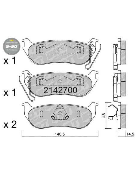REAR HIGH PERFORMANCE BRAKEPADS S50 JEEP CHEROKEE KJ WRANGLER II