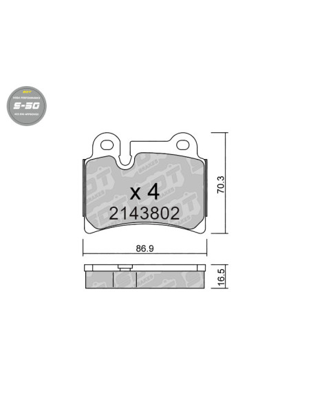 REAR HIGH PERFORMANCE BRAKEPADS S50 VOLKSWAGEN TOUAREG 7LA SUV