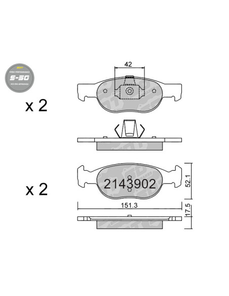 FRONT HIGH PERFORMANCE BRAKEPADS S50 FIAT PUNTO 176 188 LANCIA Y