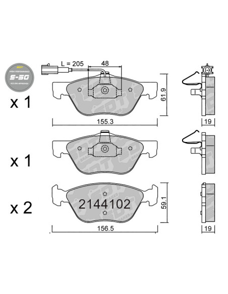 FRONT HIGH PERFORMANCE BRAKEPADS S50 ALFA ROMEO 147 156 FIAT COUPE MULTIPLA LANCIA LYBRA