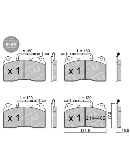 FRONT HIGH PERFORMANCE BRAKEPADS S50 CITROEN C8 FIAT ULYSSE LANCIA PHEDRA PEUGEOT 807