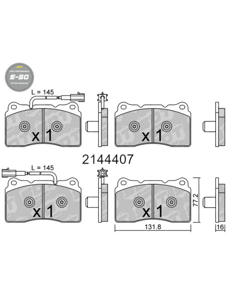 FRONT HIGH PERFORMANCE BRAKEPADS S50 ALFA ROMEO GIULIETTA 940