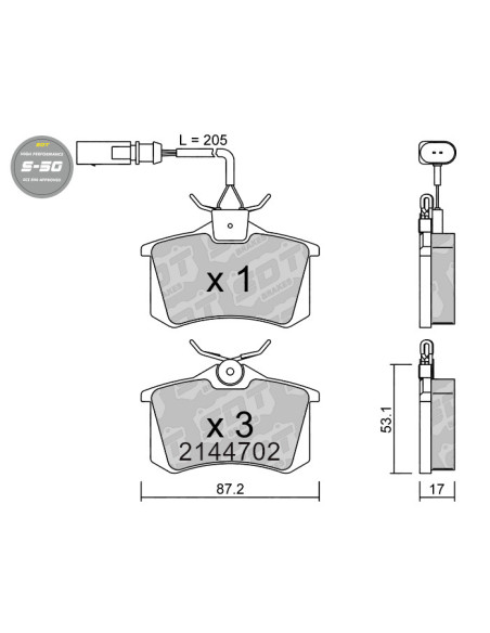 REAR HIGH PERFORMANCE BRAKEPADS S50 FORD GALAXY WGR SEAT ALHAMBRA VW SHARAN