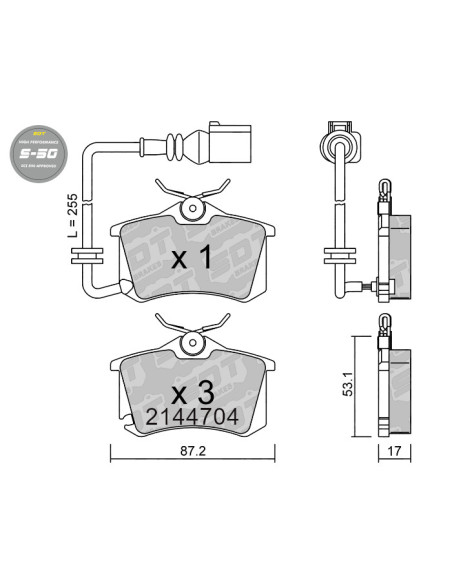 Pastillas De Freno Traseras High Performance S50 Seat Cordoba Ibiza Mk3 Skoda Fabia 6Y2 Vw Polo 9N