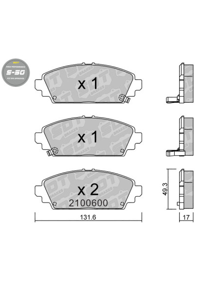 FRONT HIGH PERFORMANCE BRAKEPADS S50 HONDA ACCORDVI CIVIC VII