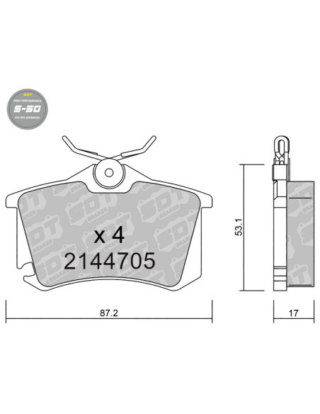 Pastillas De Freno Traseras High Performance S50 Audi A3 8P Vw Golf Mk5