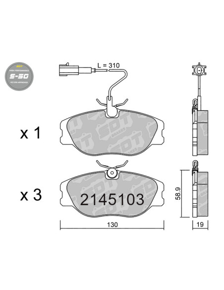 FRONT HIGH PERFORMANCE BRAKEPADS S50 ALFA ROMEO 155