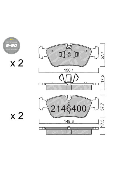 FRONT HIGH PERFORMANCE BRAKEPADS S50 BMW SERIE 1 E81 E82 E87 E88 SERIE 3 E90 E91 E92 E93