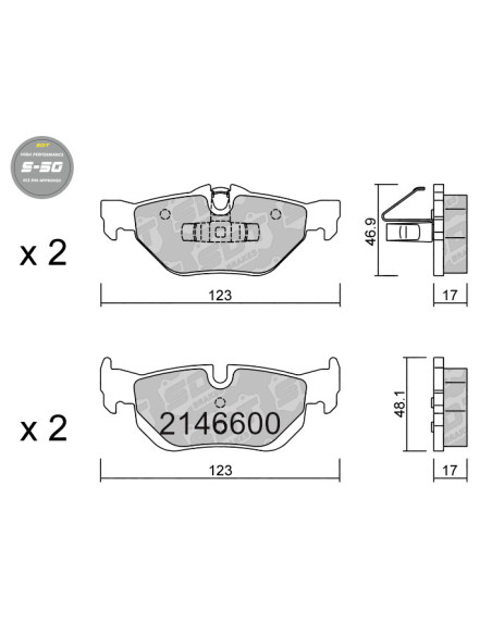 Pastillas De Freno Traseras High Performance S50 Bmw Serie 1 E81 E82 E87 E88 Serie 3 E90 E91 E92 E93 X1 E84