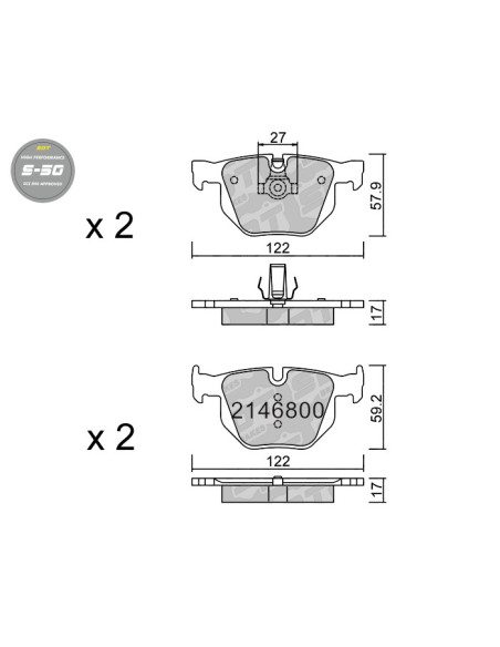 Pastillas De Freno Traseras High Performance S50 Bmw Serie 5 E60 E61 Serie 6 E63 E64