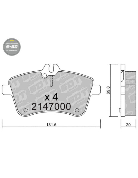 FRONT HIGH PERFORMANCE BRAKEPADS S50 MERCEDES CLASE A 169 CLASE B 245