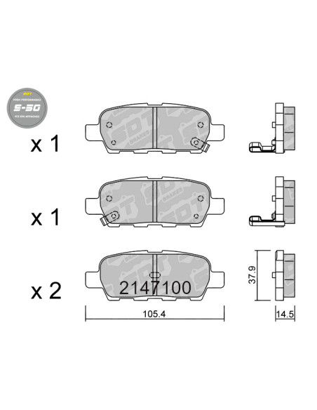 Pastillas De Freno Traseras High Performance S50 Infinity Fx Qx50 Nissan Cube Juke Leaf Qashqai Renault Koleos Suzuki