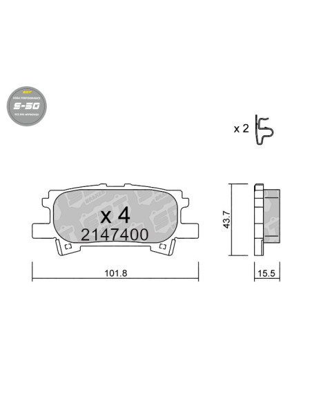 REAR HIGH PERFORMANCE BRAKEPADS S50 LEXUS SUV RX II