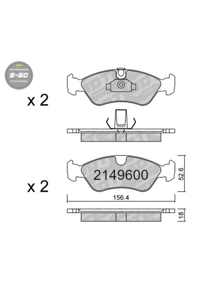 Pastillas De Freno Delanteras High Performance S50 Opel Astra F Calibra Kadett Vectra
