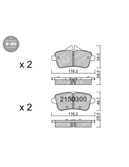 REAR HIGH PERFORMANCE BRAKEPADS S50 MERCEDES BENZ 45 AMG CLASE A 176 CLA C117 X117 GL X166 GLA X156 ML 166 SLK 172