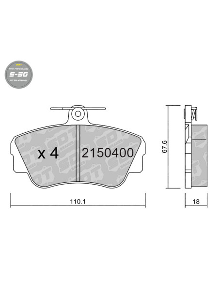 Pastillas De Freno Delanteras High Performance S50 Volvo 440 460 480