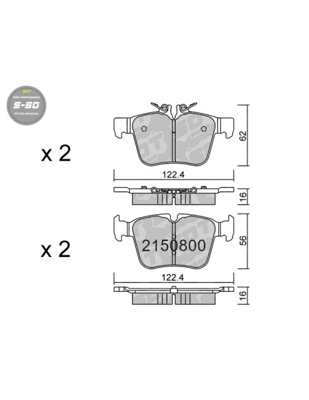REAR HIGH PERFORMANCE BRAKEPADS S50 MERCEDES BENZ CLASE C W205