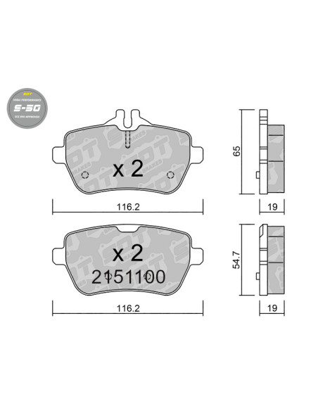 REAR HIGH PERFORMANCE BRAKEPADS S50 MERCEDES BENZ CLASE S 222 SL 231