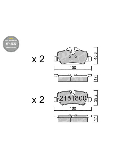 REAR HIGH PERFORMANCE BRAKEPADS S50 MINI ONE F55 F56 CLUBMAN F54