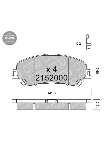 FRONT HIGH PERFORMANCE BRAKEPADS S50 NISSAN QASHQAI X-TRAIL RENAULT KADJAR KOLEOS