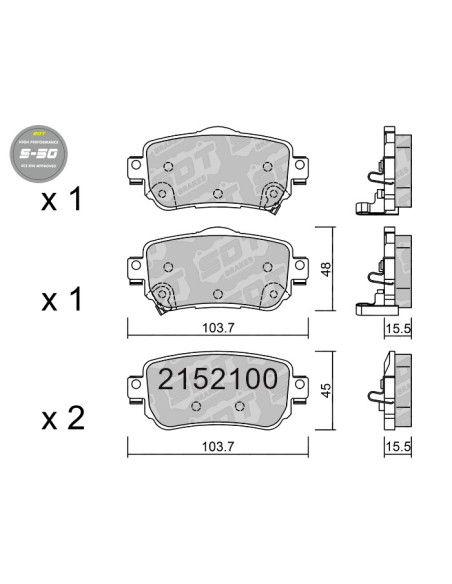 Pastillas De Freno Traseras High Performance S50 Nissan Leaf Qashqai X-Trail Renault Kadjar Koleos