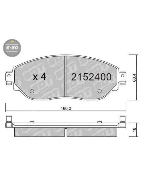 FRONT HIGH PERFORMANCE BRAKEPADS S50 FIAT TALENTO II NISSAN NV300 OPEL VIVARO B RENAULT TRAFIC