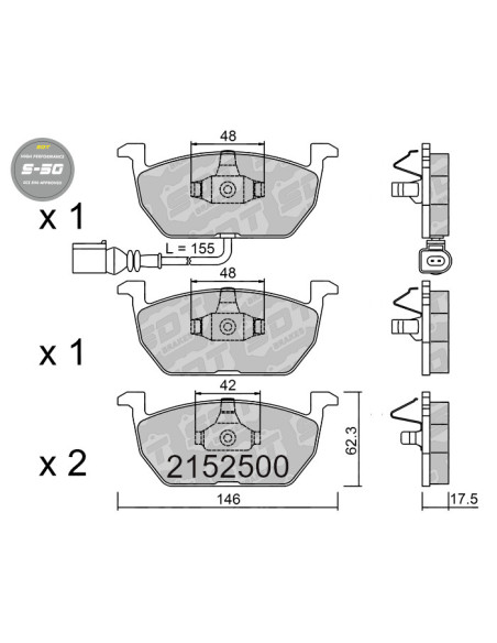 Pastillas De Freno Delanteras High Performance S50 Seat Leon 5F Skoda Octavia 5E Vw Golf Vii