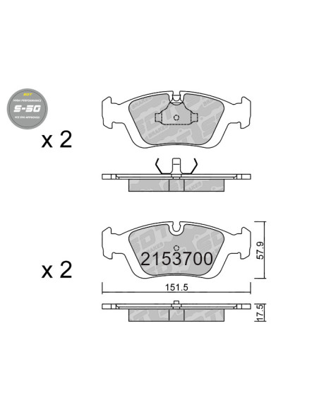 Pastillas De Freno Delanteras High Performance S50 Bmw Serie 3 E36 Z3