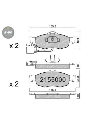 HIGH PERFORMANCE BRAKEPADS S50 FORD COUGAR MONDEO SCORPIO FORD USA CONTOUR MERCURY COUGAR MYSTIQUE