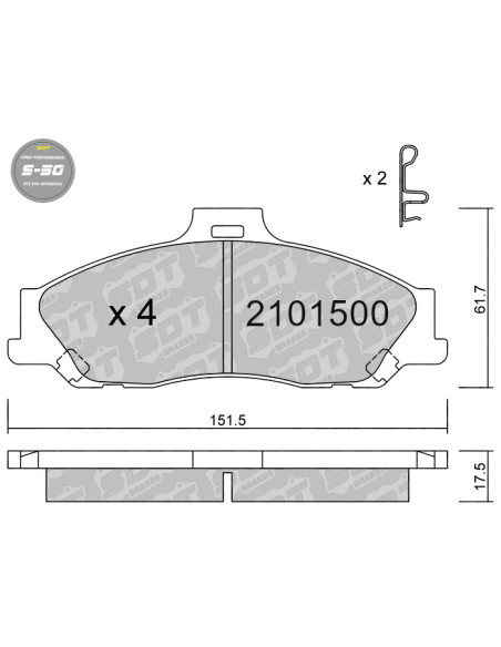 FRONT HIGH PERFORMANCE BRAKEPADS S50 FORD RANGER MAZDA SERIE B BT