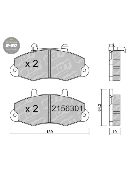 FRONT HIGH PERFORMANCE BRAKEPADS S50 FORD TRANSIT