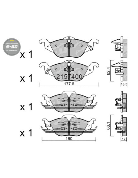 FRONT HIGH PERFORMANCE BRAKEPADS S50 OPEL ASTRA G