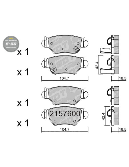 REAR HIGH PERFORMANCE BRAKEPADS S50 OPEL ASTRA G ZAFIRA A