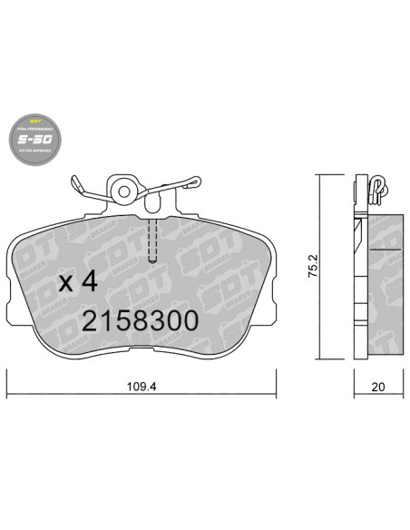 FRONT HIGH PERFORMANCE BRAKEPADS S50 MERCEDES CLASE C 202