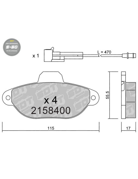 Pastillas De Freno Delanteras High Performance S50 Fiat 500 500C Punto 176 Ford Ka Ii Lancia Y