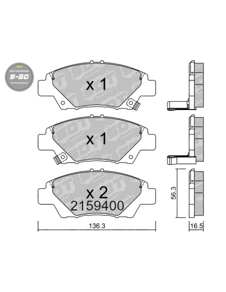 FRONT HIGH PERFORMANCE BRAKEPADS S50 HONDA CR-Z ZF1 INSIGHT JAZZ GE