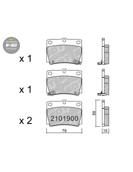 REAR HIGH PERFORMANCE BRAKEPADS S50 MITSUBISHI SPORT K90
