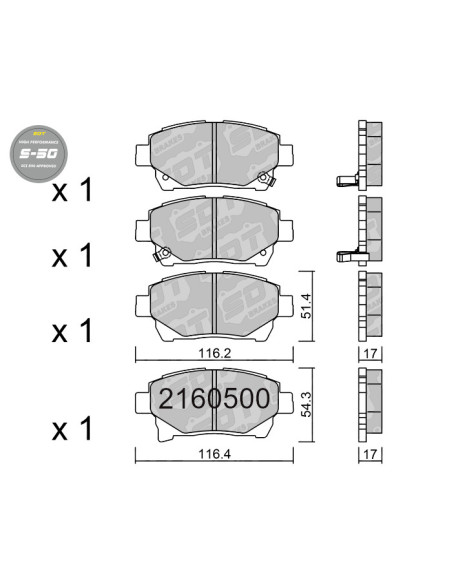 FRONT HIGH PERFORMANCE BRAKEPADS S50 TOYOTA IQ PRIUS NHW20