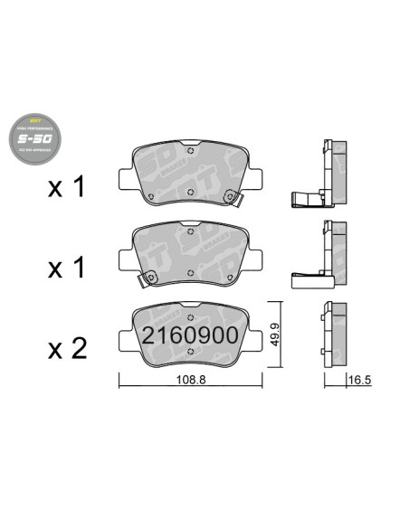 REAR HIGH PERFORMANCE BRAKEPADS S50 TOYOTA AVENSIS T27