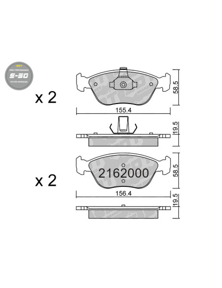 Pastillas De Freno Delanteras High Performance S50 Volvo C70 V70 16" Wheels Oem